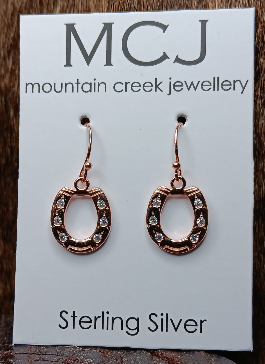 Mountain Creek Rose Gold & Cubic Zirconia Drop Horseshoe Earrings