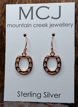 Mountain Creek Rose Gold & Cubic Zirconia Drop Horseshoe Earrings