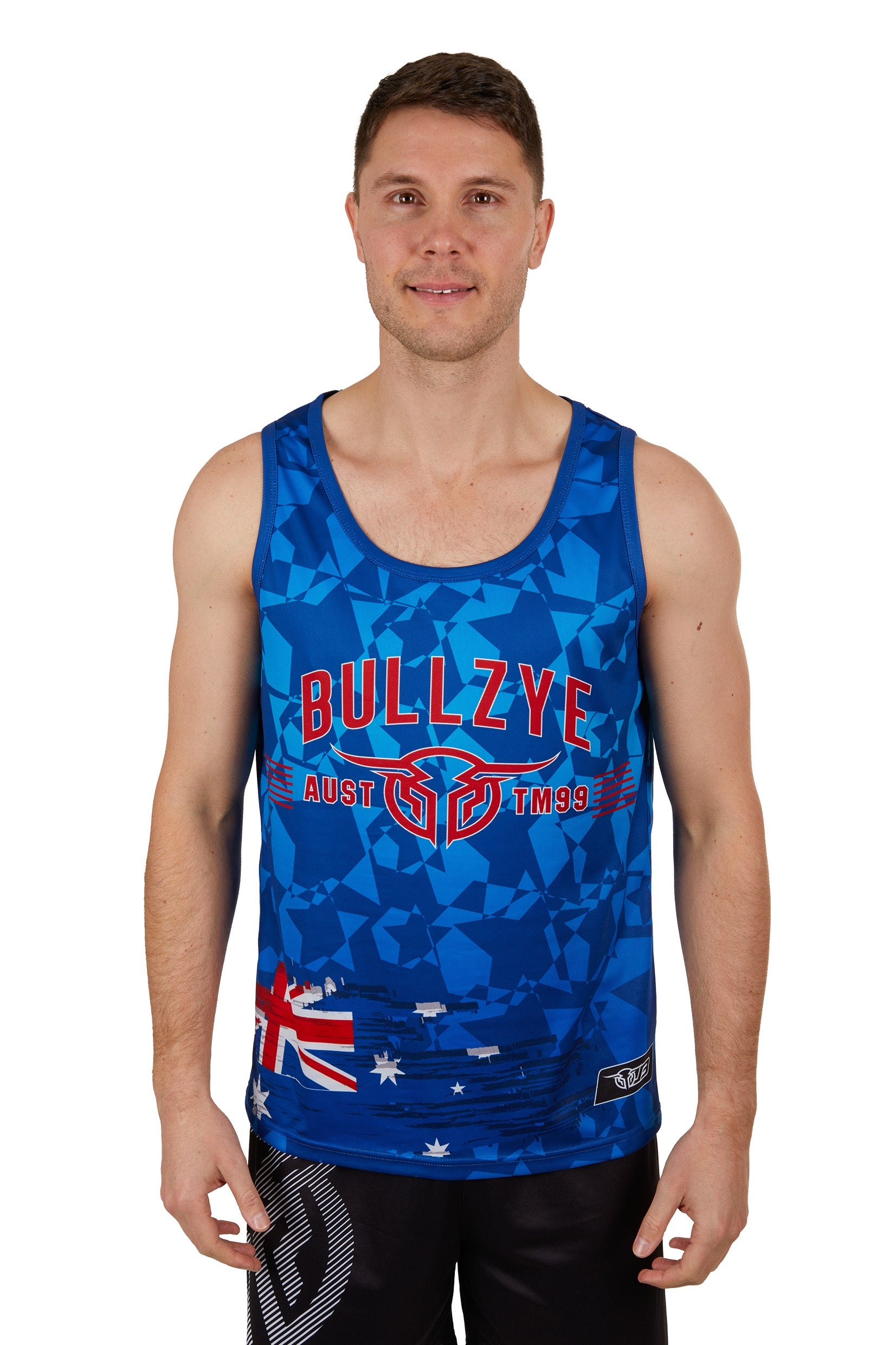 Bullzye Mens Daz Singlet - Blue