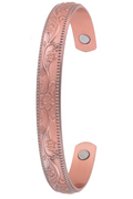 Copper Bangle - Floral Raised Design - B705