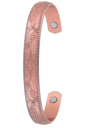 Copper Bangle - Floral Raised Design