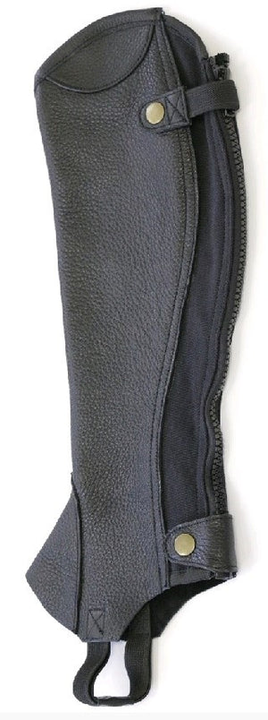Grained Leather Gaiters - Black