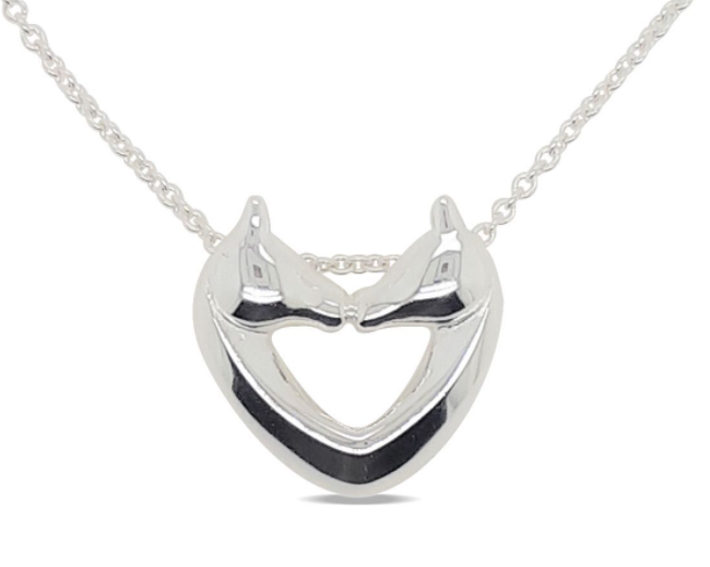 MCJ Sterling Silver Two Horses Necklace