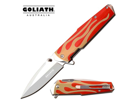 Goliath - Orange Flame Folding Knife