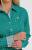 Cinch Womens Long Sleeve Button Down Shirt - Green