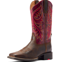 Ariat Womens Round Up Back Zip - Worn Mocha / Rasberry