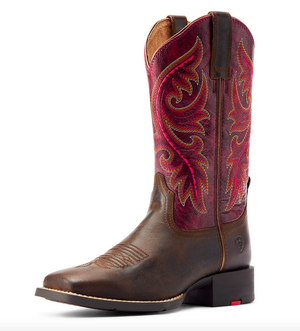 Ariat Womens Round Up Back Zip - Worn Mocha / Rasberry