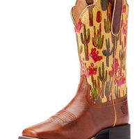 Ariat Womens Round Up Wide Square Toe - Lioness / Washed Cacti