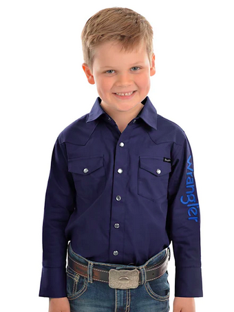 Wrangler Kids Logo Drill Shirt - Navy