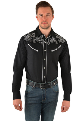Wrangler Mens Robinson Long Sleeve Shirt - Black
