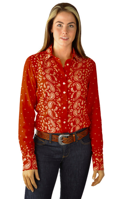 Wrangler Womens Carlise Long Sleeve Shirt - Rust