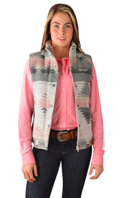 Wrangler Womens Harlen Vest - Grey/Pink