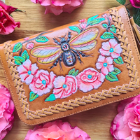 Celestial Gypsy Bumble Bee Hand Painted Leather Wallet