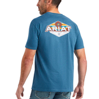 Ariat Mens Hexafill Short Sleeve Shirt - Blue Heather