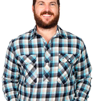 Just Country Mens Cameron Flannel Workshirt - Navy/Sky