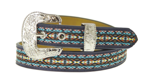 Brigalow Western Blue Aztec Kids Belt
