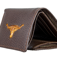 Brigalow Mens Tri Fold Wallet - Distressed Leather and Steer Head
