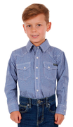 Pure Western Boys Oliver Long Sleeve Shirt - Blue/Red