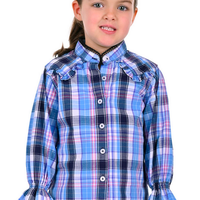 Pure Western Girls Shiloh Long Sleeve Shirt - Blue