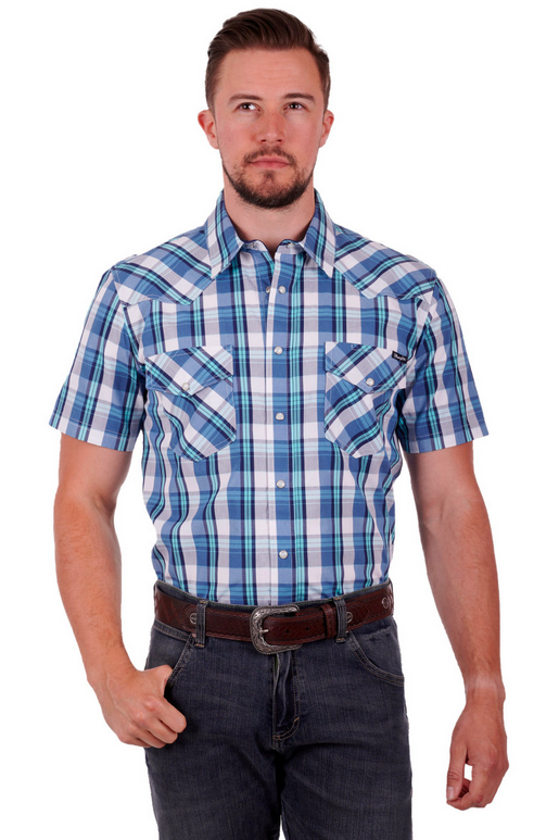 Wrangler Shirt Callum - Navy/Teal