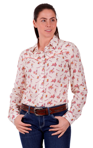 Wrangler Womens Becky Long Sleeve Shirt - Egret