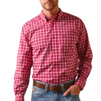Ariat Mens Pro Series Indiana Fitted Long Sleeve Shirt - Rose Red