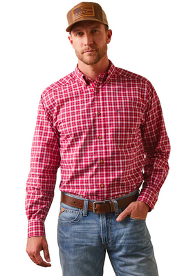 Ariat Mens Pro Series Indiana Fitted Long Sleeve Shirt - Rose Red