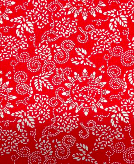 Bandana - Red & White Leaves & Swirls