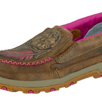 Twisted X Womens Tooled Cell Stretch Slip On - Bomber/Pink