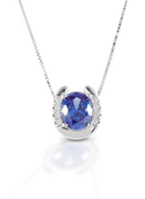 Kelly Herd Necklace Blue Stone Horseshoe - Sterling Silver