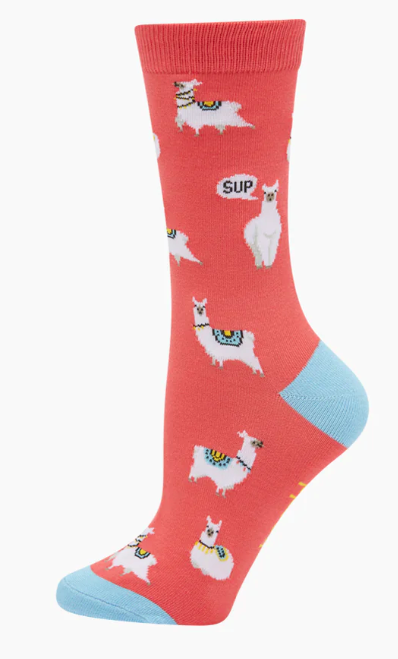 'Sup Llama Bamboo Socks - Size W2-8