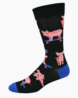 Mens Skater Pig Bamboo Socks - SizeR7-11