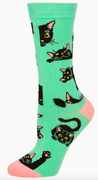 Womens Black Cat Bamboo Socks - Size W2-8