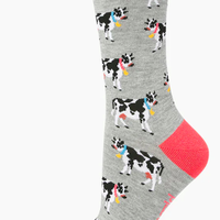 Womens Jezebel Cow Bamboo Socks - Size W2-8
