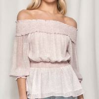 Style State Printed Off The Shoulder Top With Shirred Details