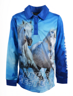 Pure Western Girls Rhinestone Rider Fishing Shirt