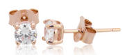 MCJ Cubic Zirconia Rose Gold Plated Stud Earrings