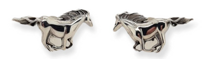 MCJ Sterling Silver Running Horses Stud Earrings