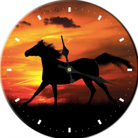 Metal Clock - Sunset on a Horse