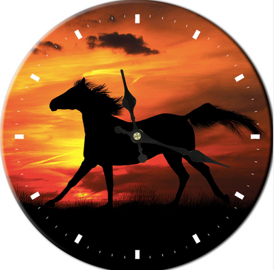 Metal Clock - Sunset on a Horse