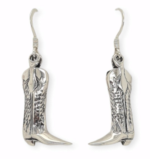 MCJ Sterling Silver Cowboy Boots Earrings