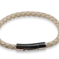 MCJ White Leather Bracelet
