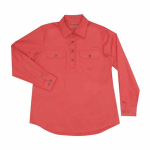 Just Country Jahna Work Shirt - Hot Coral