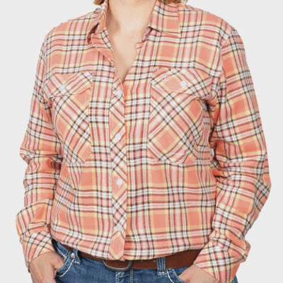 Just Country Womens Brooke Flannel Workshirt - Pink/White