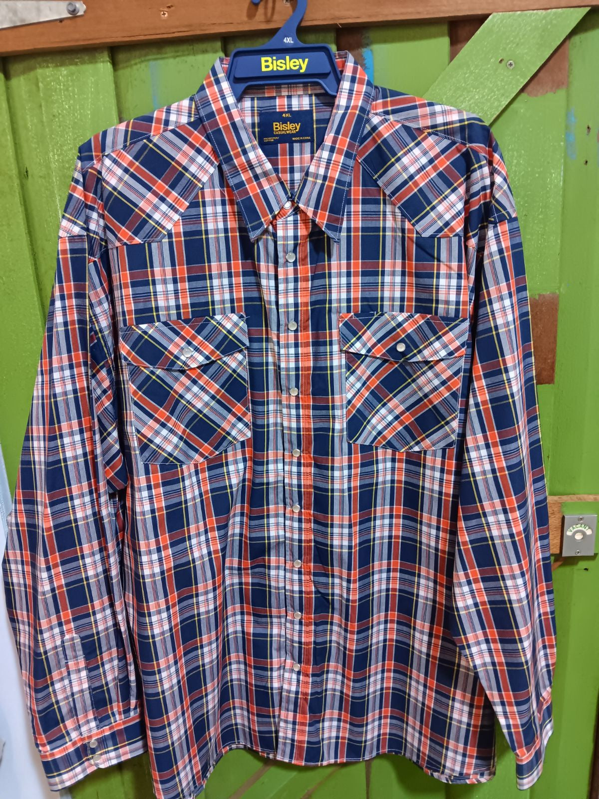 Bisley Western Shirt Snap Buttons - Orange